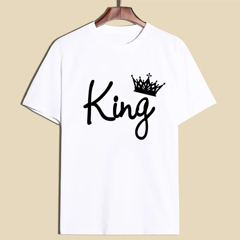 King Queen T shirt Men Women Tops Couple Clothes Imperial Crown Printing Cotton Casual O neck Short sleeve T Shirts for Lovers King Queen T shirt Men Women Tops Couple Clothes Imperial Crown Printing Cotton Casual O neck Short sleeve T Shirts for Lovers