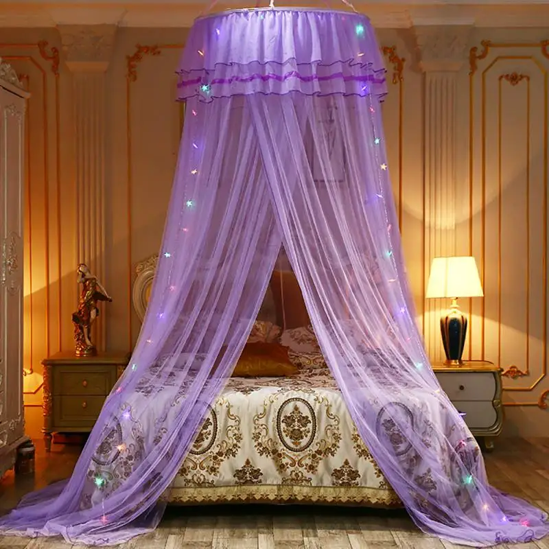 Elgant Canopy Mosquito Net For Double Bed Mosquito Repellent Tent Insect Reject Canopy Bed Curtain Bed Tent New - Цвет: Фиолетовый