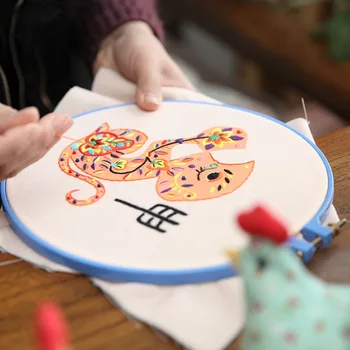 Zodiac Chinese Embroidery Kit for Beginner DIY Cross Stitch Needlework Set with Embroidery Hoop Handmade Crafts Sewing Gift 3