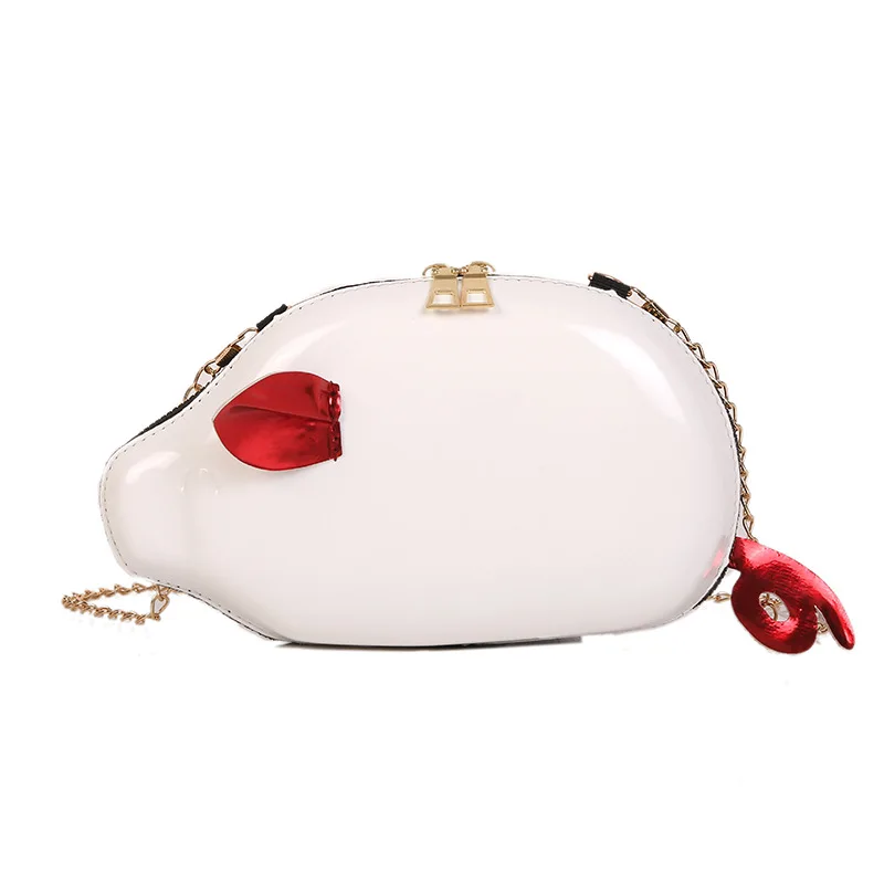 Creative Chain Shoulder Messenger Bag Funny Cute Pig Crossbody Bag Women Leather Party Bag Chain Bag