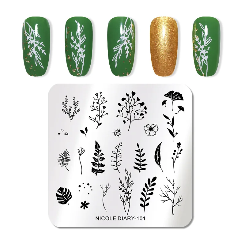 NICOLE дневник из нержавеющей стали для штамповки ногтей пластины цветы для дизайна ногтей DIY наклейки для ногтей Аксессуары для трафаретов инструмент - Цвет: ND-101