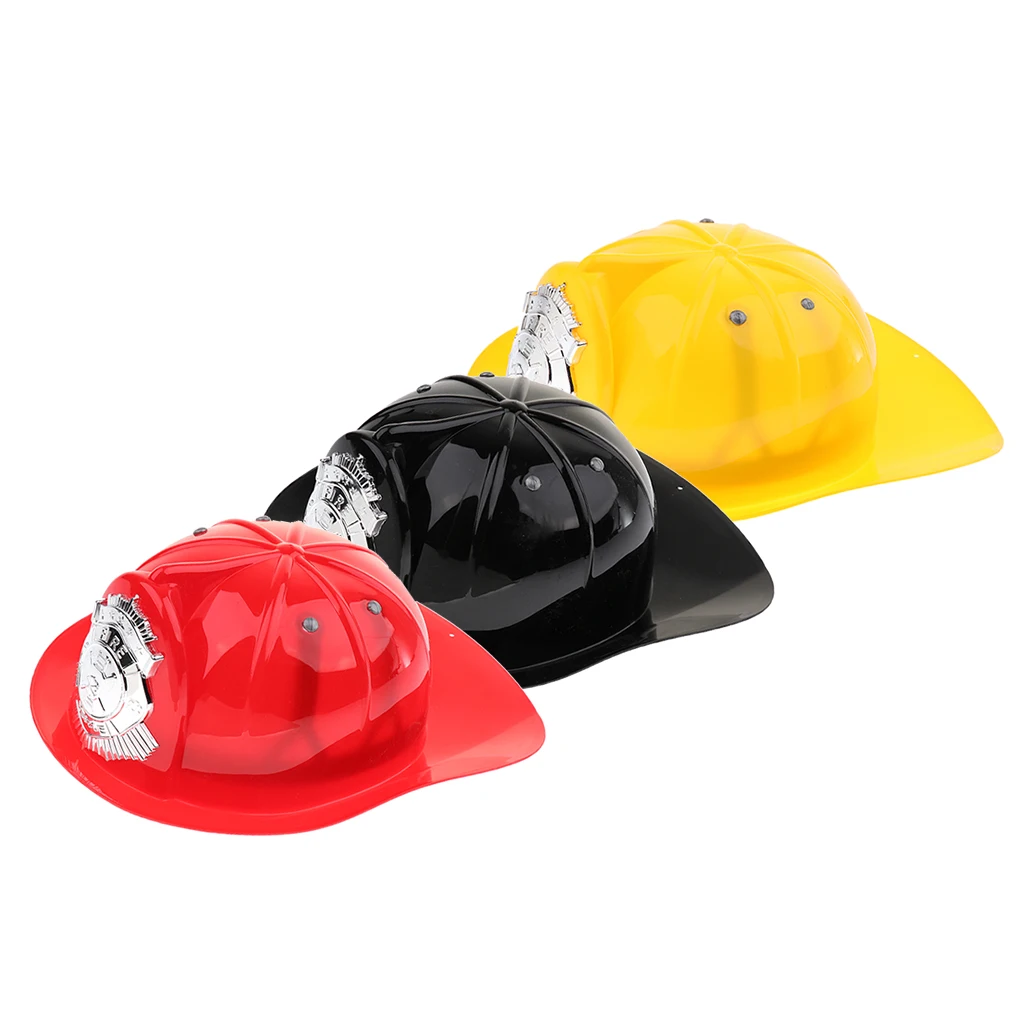 3 Pcs Role Play Game Toy Gear Plastic Fireman Helmet Fire Fighter Hat Kids Cosplay Set Toy