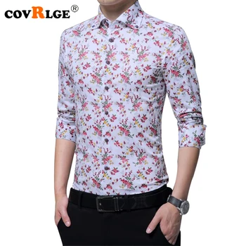 

Covrlge Men Floral Shirt 2018 Autumn Long Sleeve Shirts Brand Man Clothes Fashion Flower Camisa Cotton Big Size 4XL 5XL MCL171
