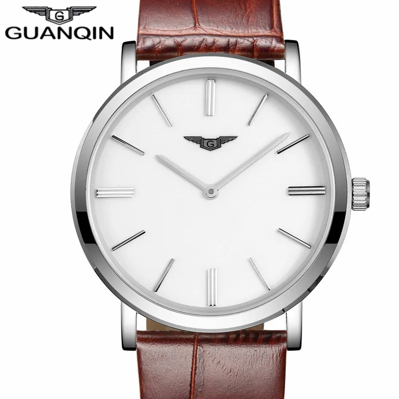 

Top Brand GUANQIN Man Watches Men Fashion Quartz Watches Male Waterproof Ultra-thin Wrist Watch with Leather Strap Reloj Hombre
