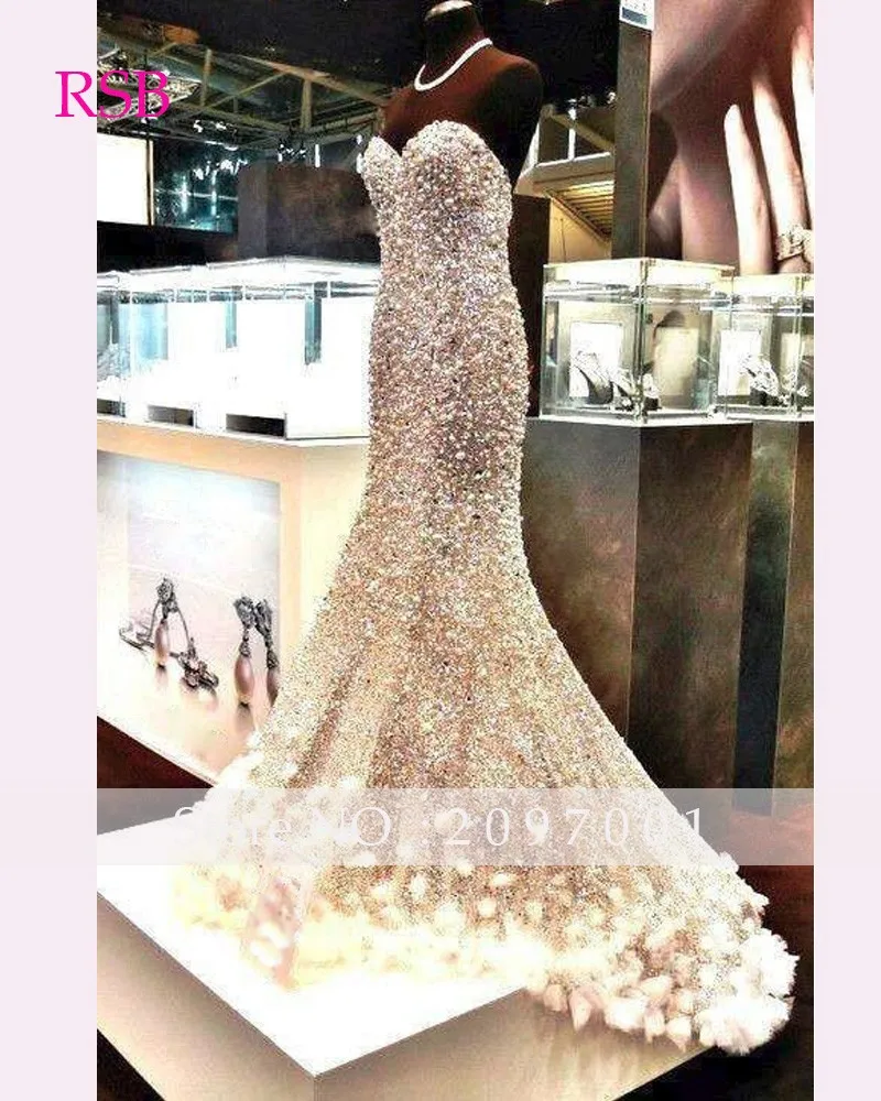 Bling Bling nuevo vestido de noche largo piso longitud de la sirena que rebordea lentejuelas Sleeveless Sweetheart Prom Dress (1)