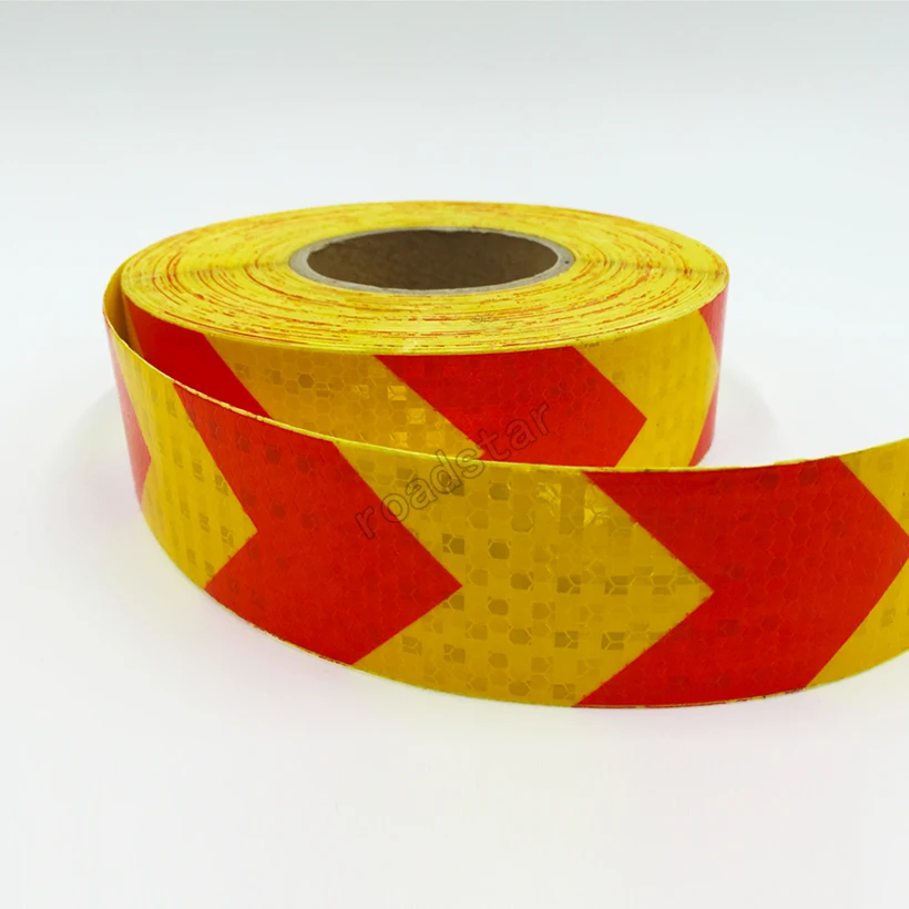 5cmx10m Arrow Safety Warning Conspicuity Reflective Roll Tape Marking Film Sticker for Road Construction Caution sticker