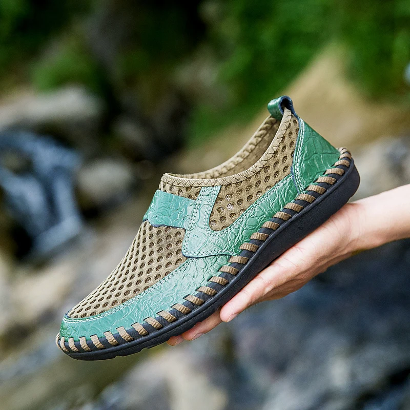 

Summer Genuine Leather Men's Sandals 2019 New Male Anti-skid Casual Shoes Breathable Gladiator Confortable Rubber Designer Shoes
