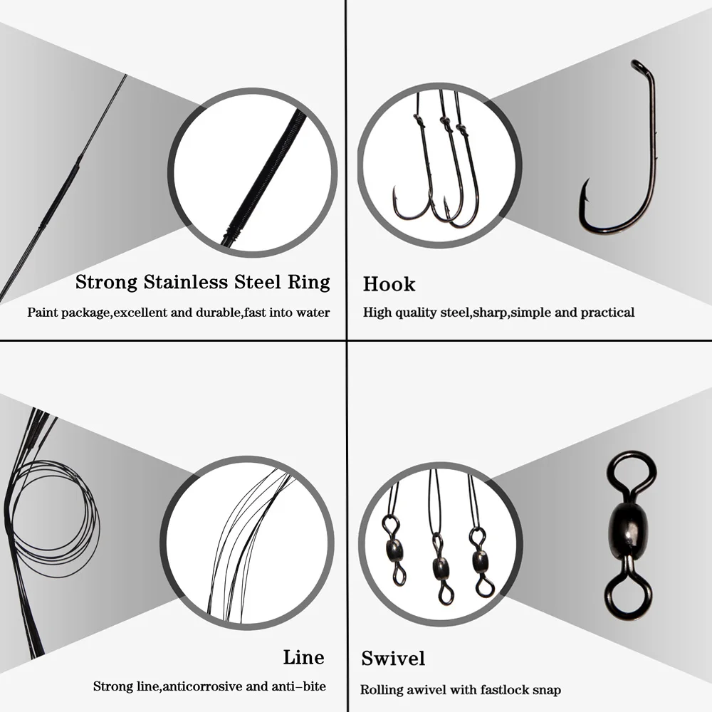 6 шт./пакет 25 см Проволока из нержавеющей стали нахлыстом поводок с карабины и Крючки Лидер ловли рыбы нахлыстом Размеры 1#2#1/0 2/0