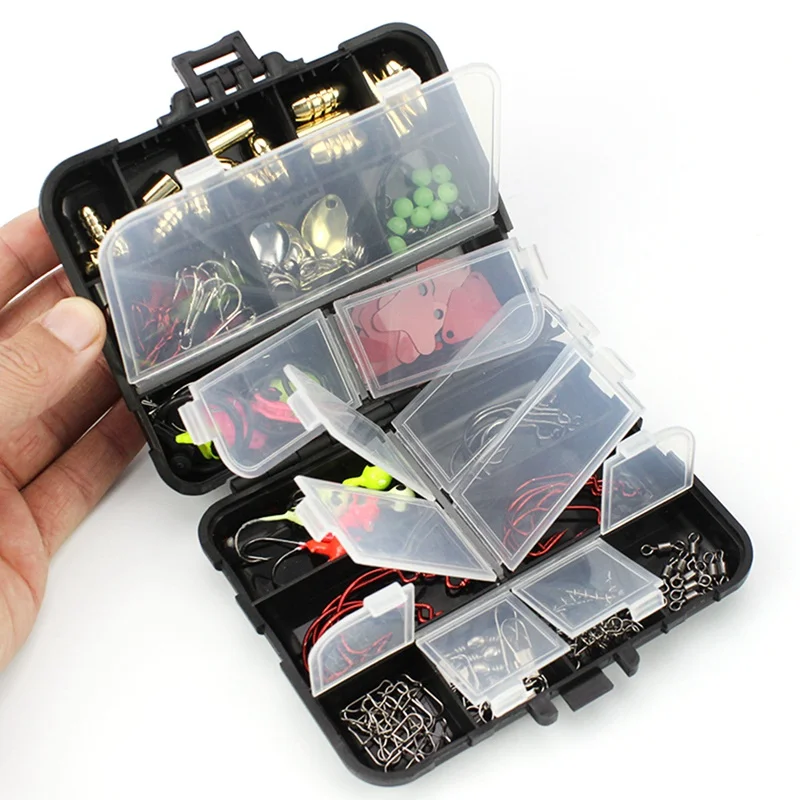 

128pcs/set Fishing Accessories Kit PP ABS Fishhooks Lead Sinker Swivel Connector Steel Wire Set
