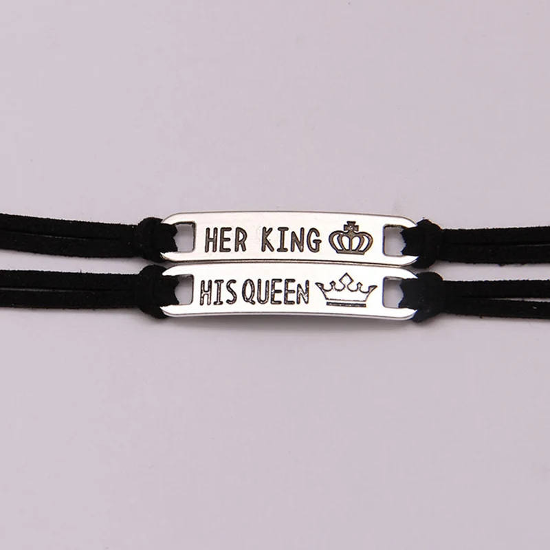 2Pcs Matching Set His Queen Her King Alloy Couple Bracelet Jewelry Gift LXH 2Pcs Matching Set His Queen Her King Alloy Couple Bracelet Jewelry Gift LXH
