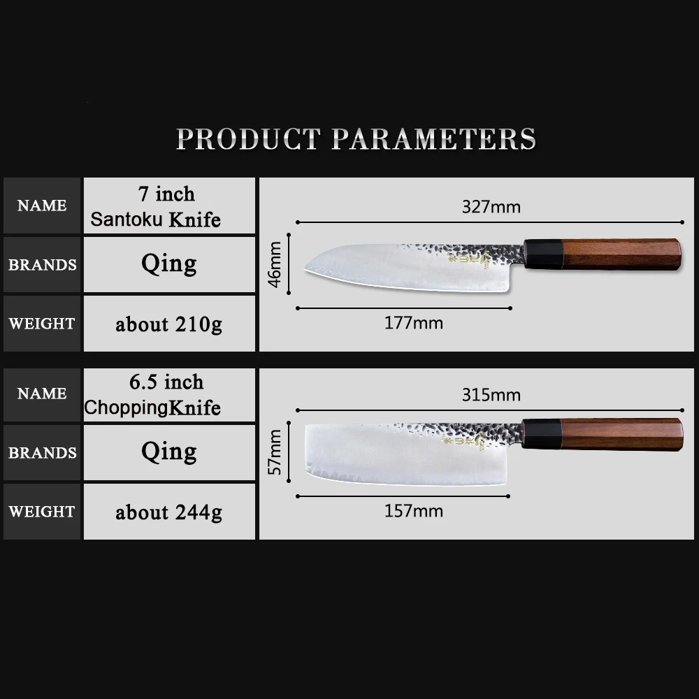 Qing 6 5 "разделочный 7" Santoku VG10 набор кухонных ножей из дамасской стали кованый