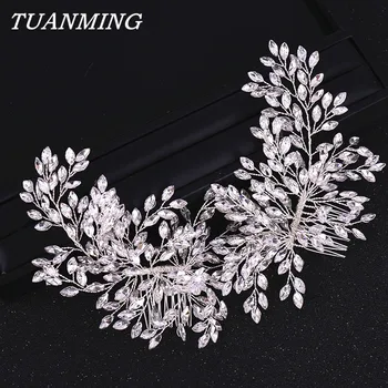 Double Rhinestone Hair Comb Bridal Headband Wedding Hair Accessories Crystal Rhinestone Hair Comb Hairband Wedding Hair Jewelry