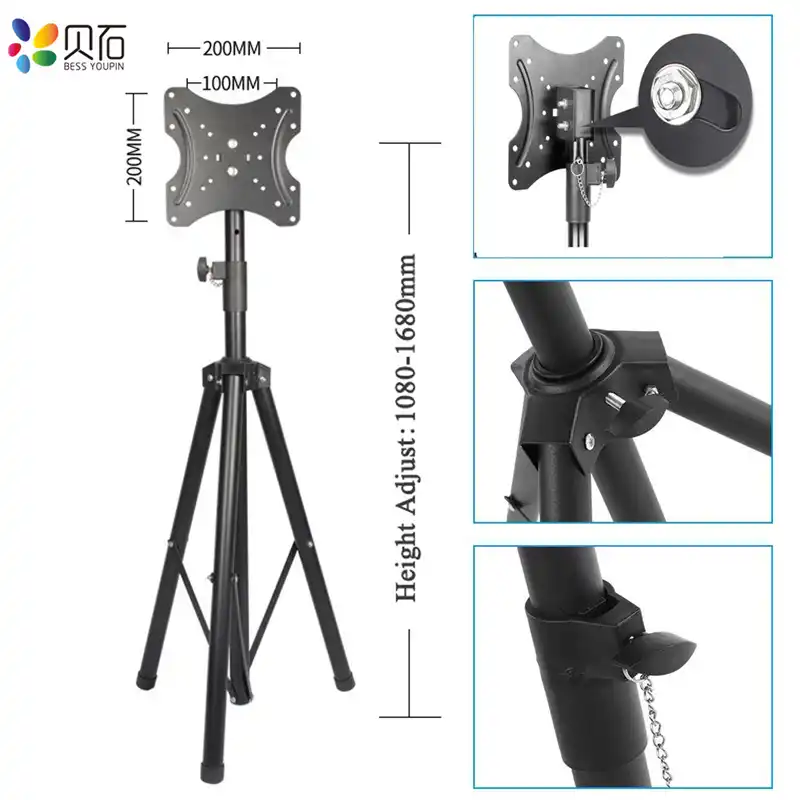 Portable Floor Tripod Tv Stand Free Lifting Mobile Tv Holder 360 Degree Rotate Folding Mount Display Bracket For 12 32 Inch Tv Tv Mount Aliexpress