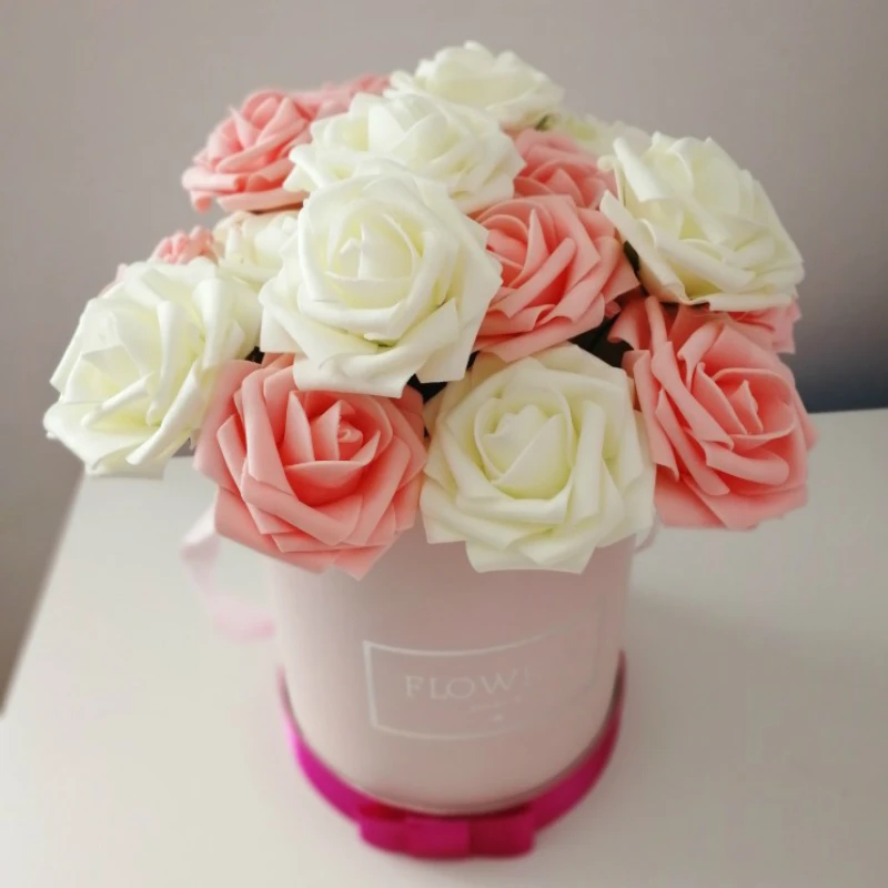 

100pcs/Heads 8CM Artificial Flowers Silk Foam Rose Charming Bride Bouquet Home Wedding Decor Scrapbooking DIY Supplies