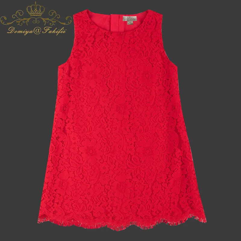 

Baby Girl Red Lace Dress For Kids Toddler 2018 European Girl Summer Princess Casual Cute A-line Flower Dress 8 Year Kid Clothes