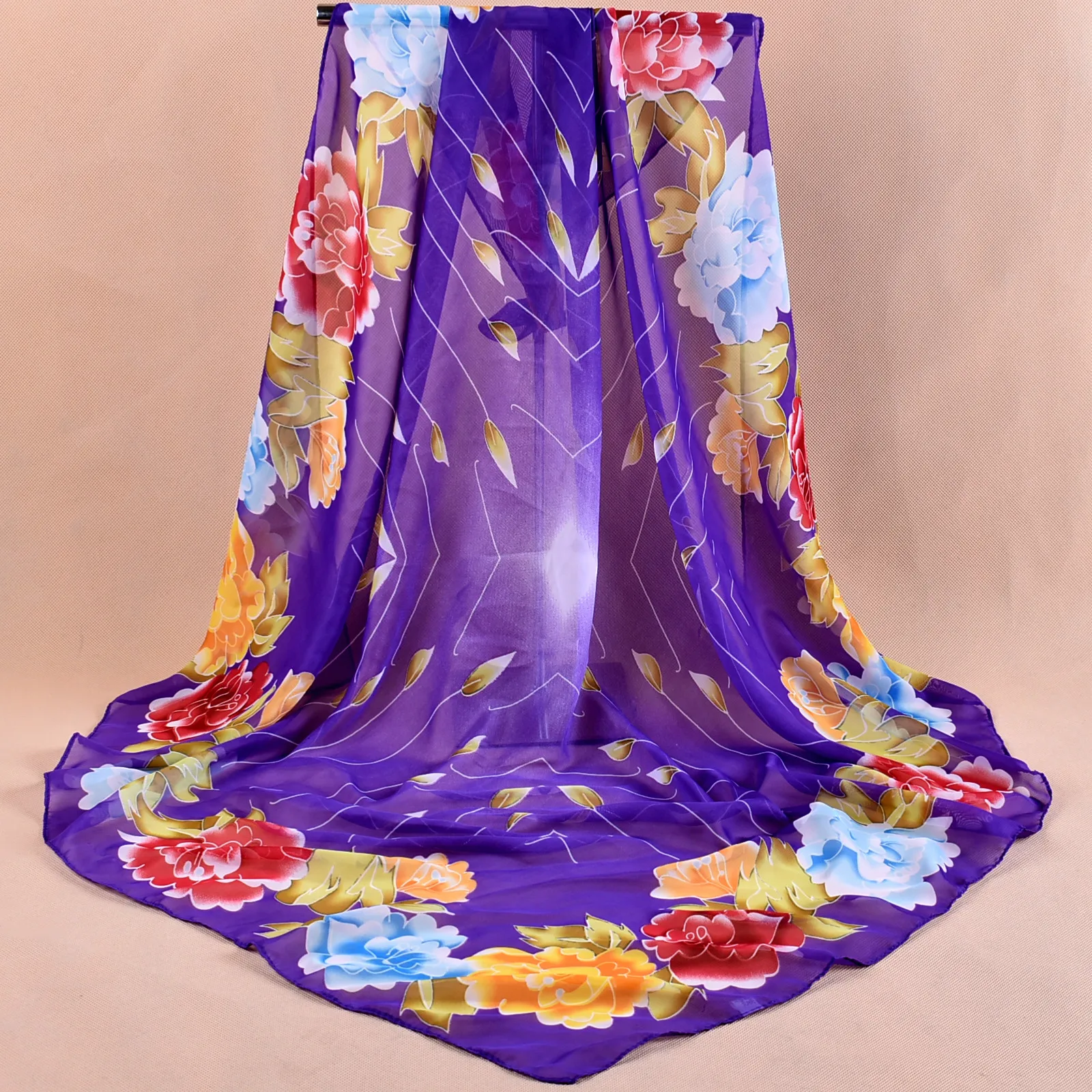

Chiffon silk scarf 2019 scarf female summer autumn all-match scarf long design air conditioning cape silk scarves shawl