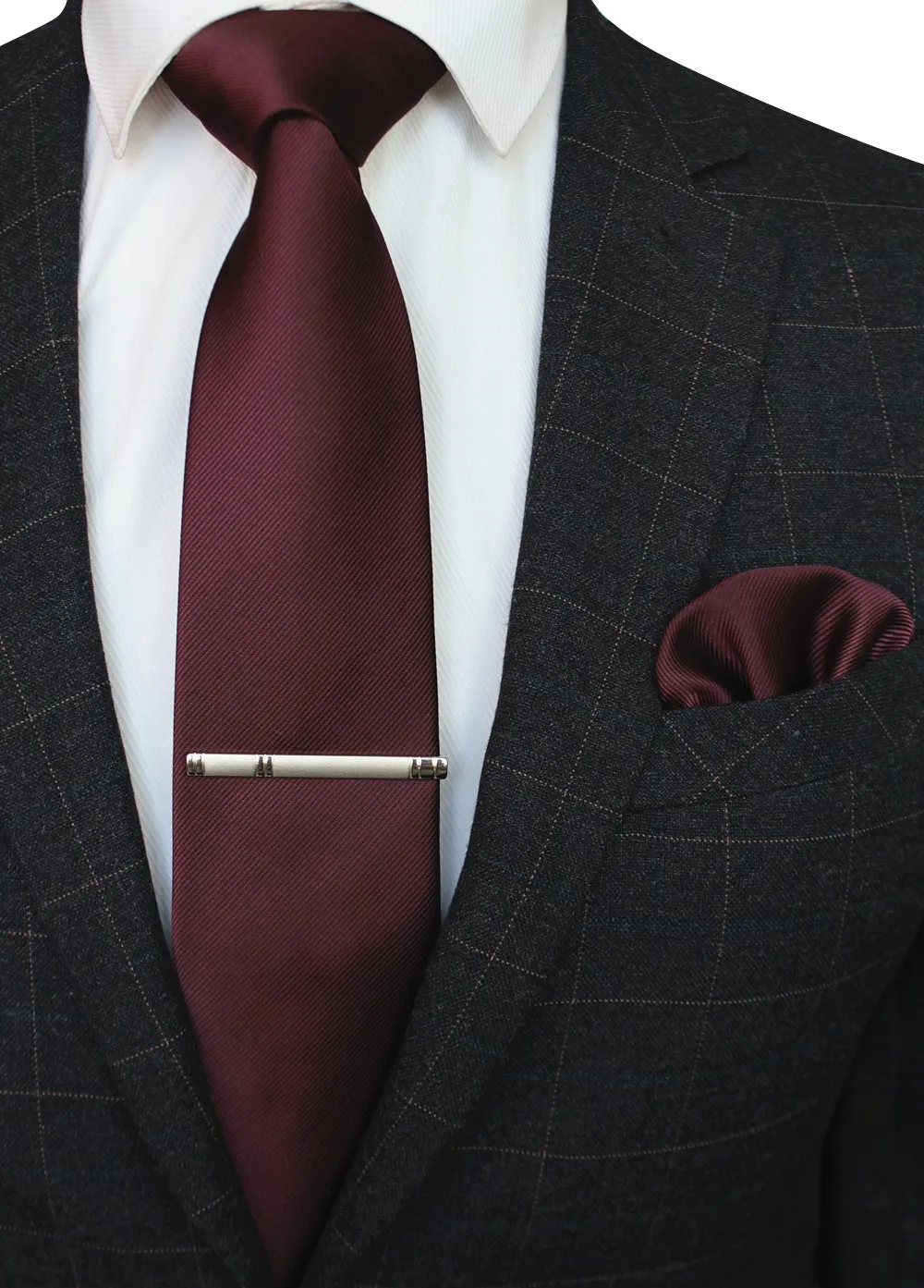 JEMYGINS,,, однотонный, шелковый галстук, мужской, официальный, простой, красный, галстук, карманный, квадратный, носовой, зажим для галстука, набор из 3 предметов, для мужчин, вечерние, свадебные