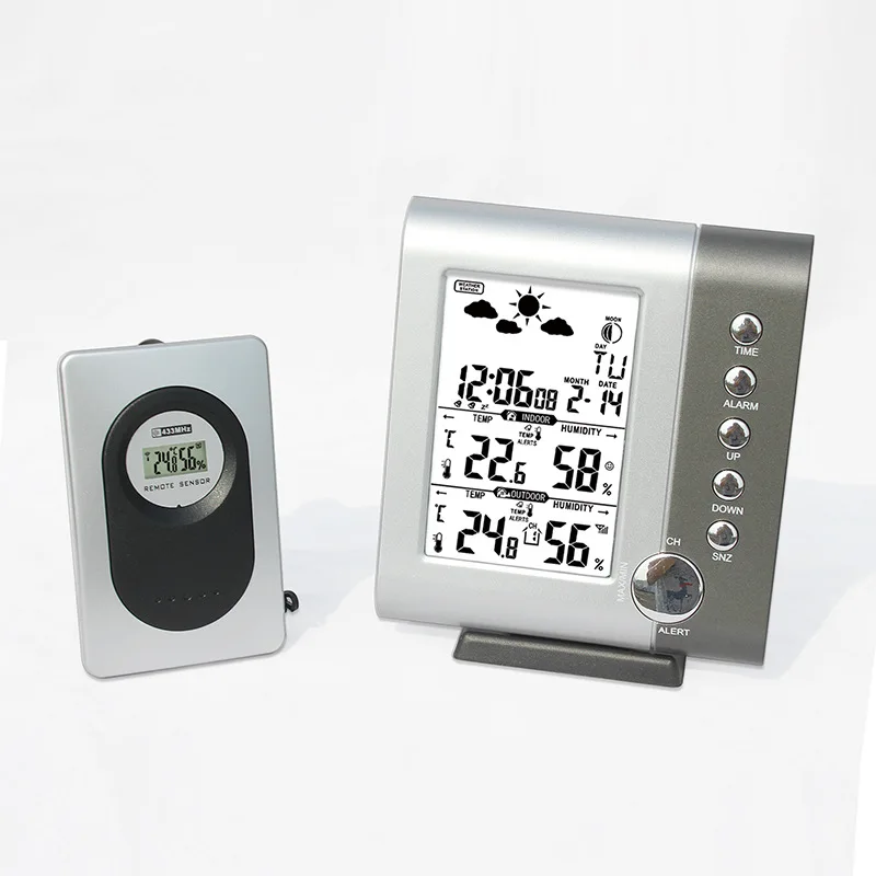Беспроводная метеостанция, цифровой датчик температуры и влажности, для помещений и улицы, для измерения давления, погоды, погоды, ЖК-настенные часы
