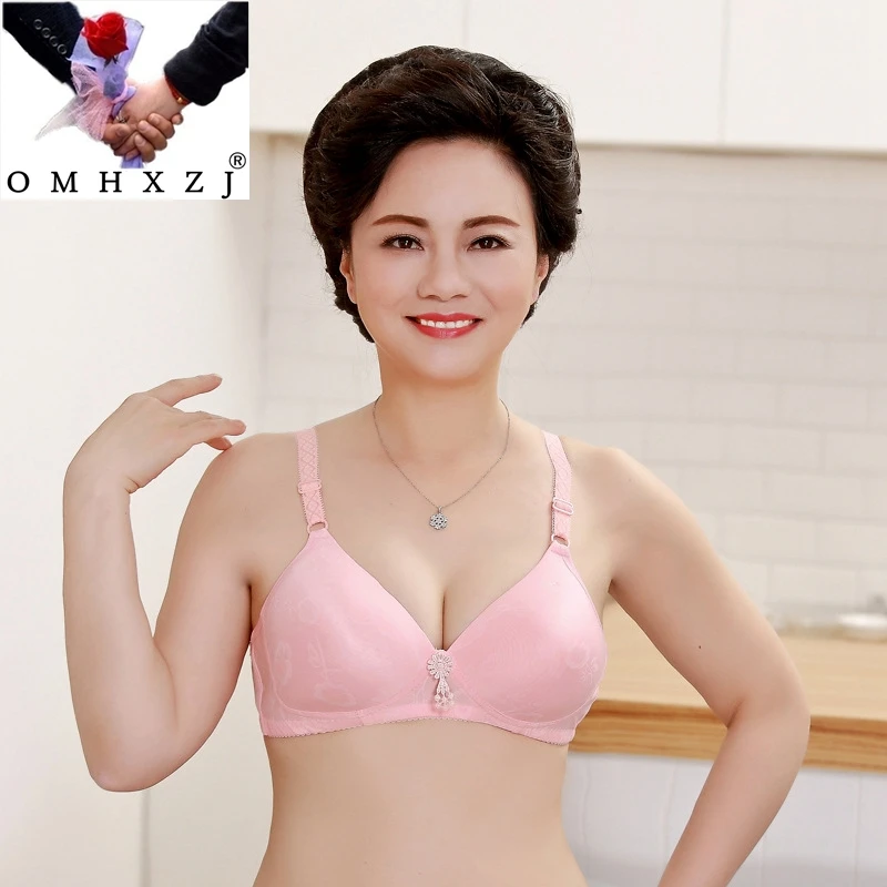 

OMHXZJ Wholesale Fashion Middle Age Women Grandmother Gift Wireless Plus Size BCD Adjustable Cotton Thin Comfortable Bra NY15