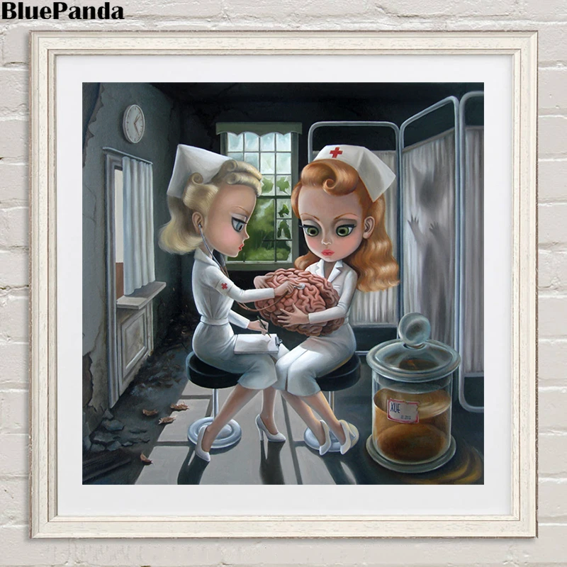 

Mark Ryden Doctor Check The Brain Abstract Oil Poster Painting Canvas Wall Art Modern Pictures For Living Room Home Decor