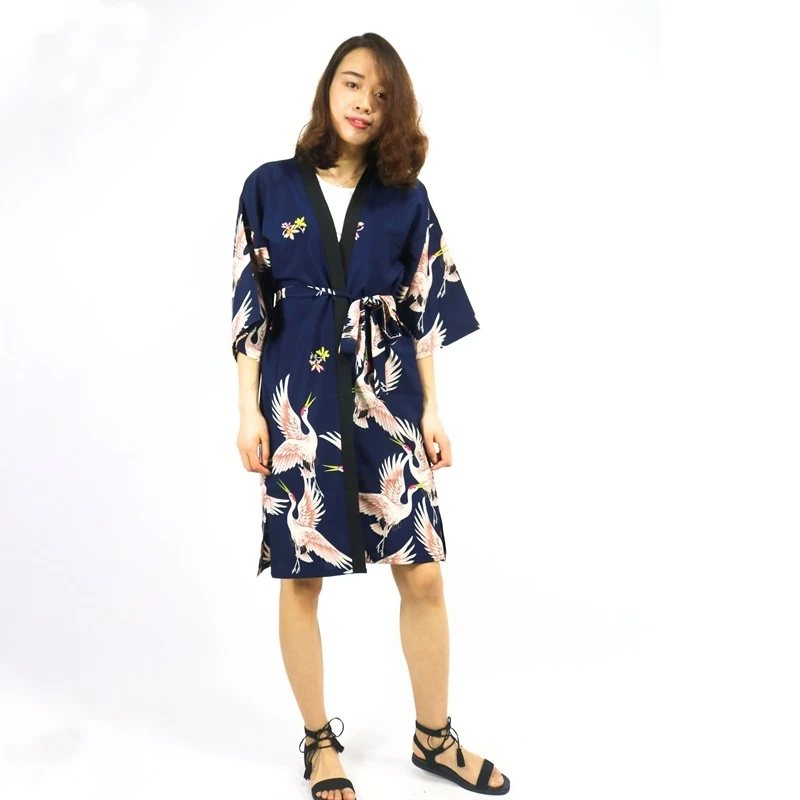 Женское японское кимоно yukata кардиган блузка с длинным рукавом в традиционном