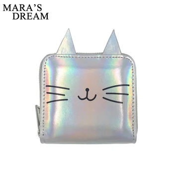 

Mara's Dream 2018 New Fashion Women Cat Ear Printing Wallet Solid Zipper Female Short Purse Cards Holder Coin Clutch Handbags