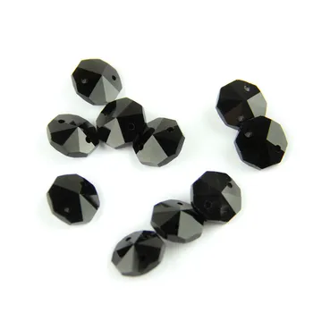 

14mm 100pcs Curtains Partitions Entrance Loose Bead Chandelier Black Glass Crystal Lamp Prism Hanging Drop Pendant Bead