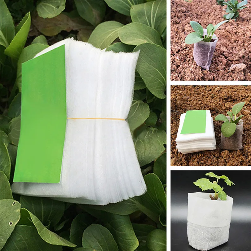 Garden Bonsai Plant growth Seedling-Raising Bags 100pcs Nursery Pots Seed-Raising Bags Non-woven Fabrics Garden Supply (6)