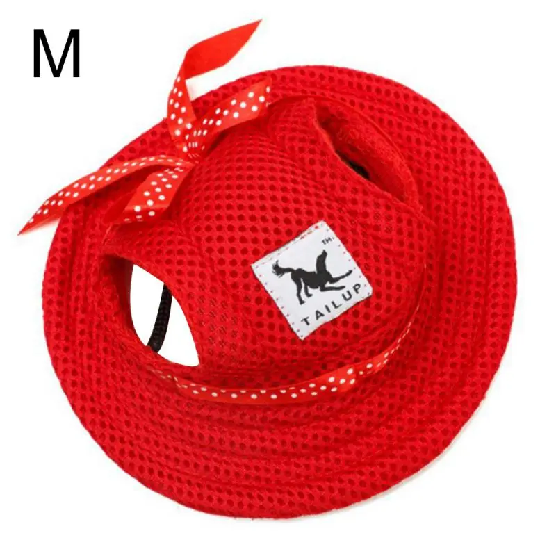Шапка для собак с ушными отверстиями летняя бейсболка из грубой ткани для маленьких для питомцев на прогулке аксессуары походные товары для животных - Цвет: Красный