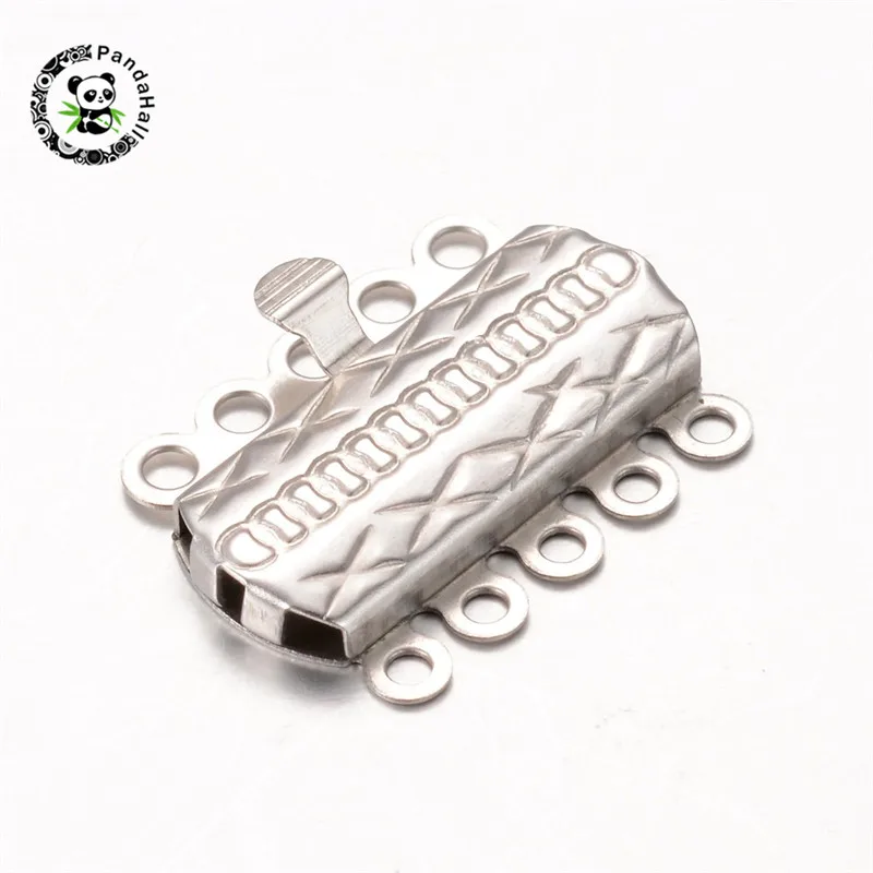 

10 Sets Rectangle 304 Stainless Steel Multi-Strand Box Clasps Multi-Strand Clasp for Jewelry Making