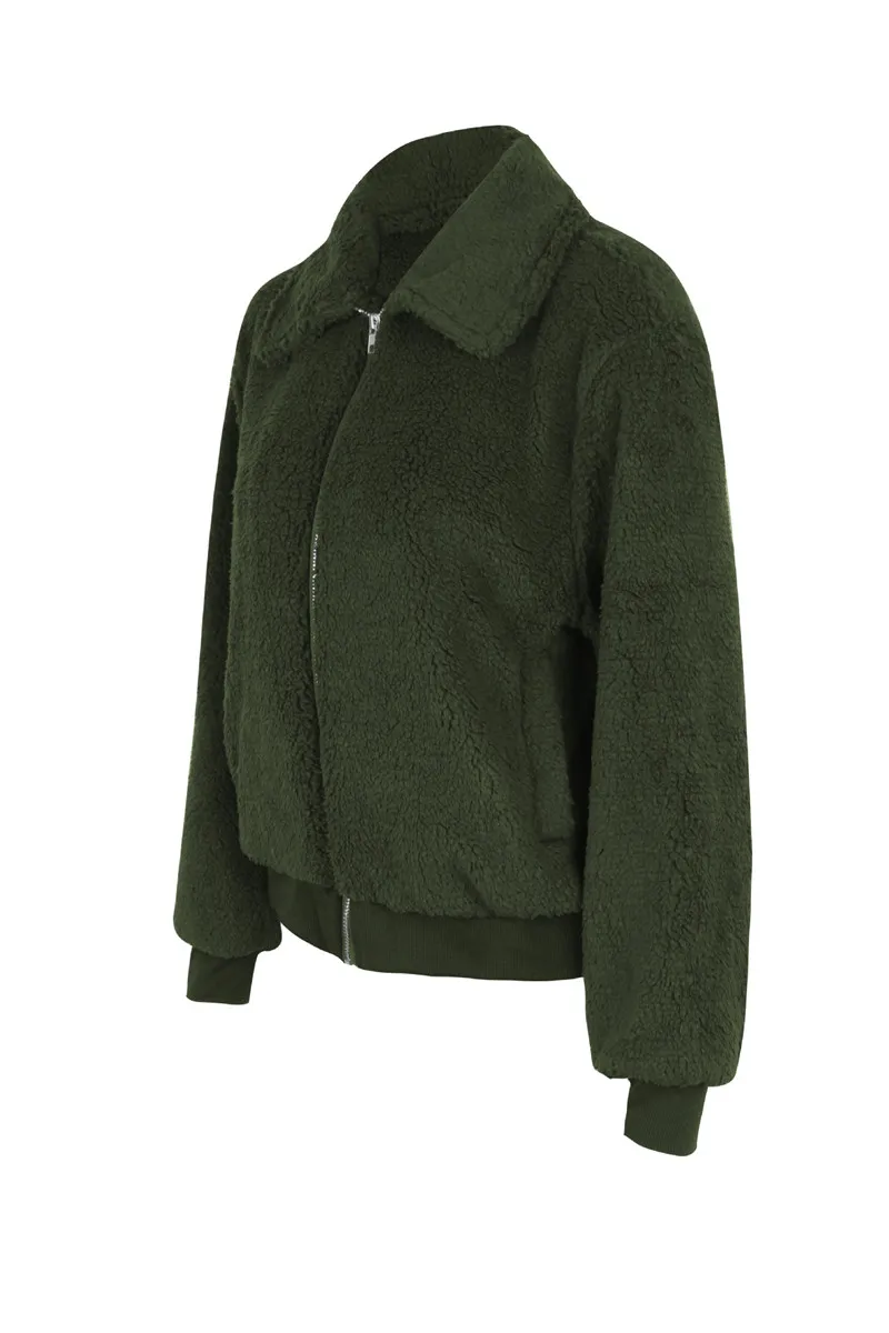BOOFEENAA теплое шерстяное пальто для женщин осень зима модная флисовая куртка на молнии уличная одежда пальто с мишкой Тедди верхняя одежда C78-AE39