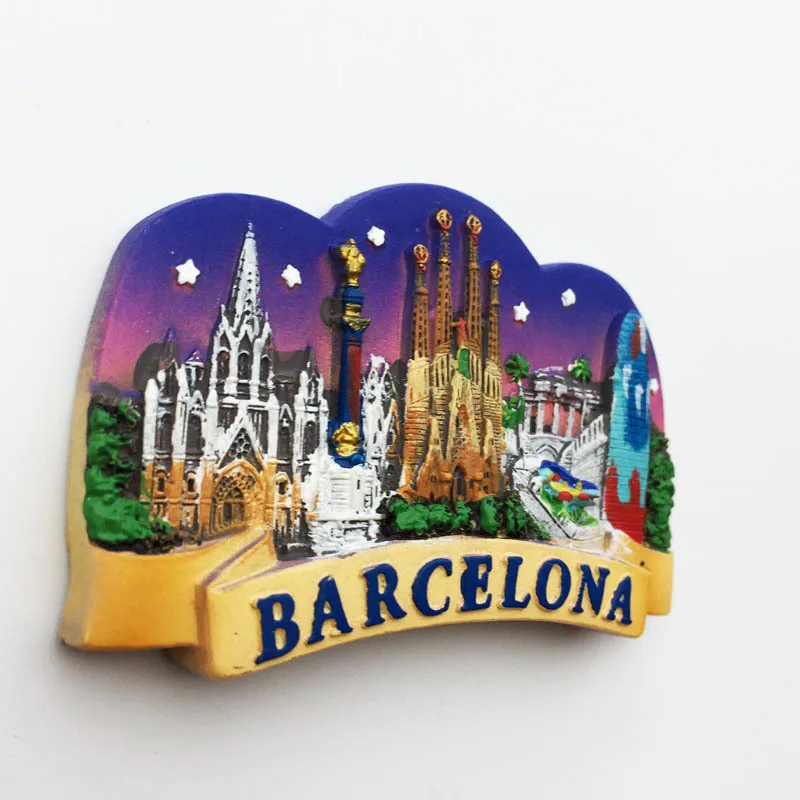 

BABELEMI 1PCS Resin 3D Barcelona, Spain Fridge Magnet Tourist Souvenir Refrigerator Magnets Sticker Home Decoration