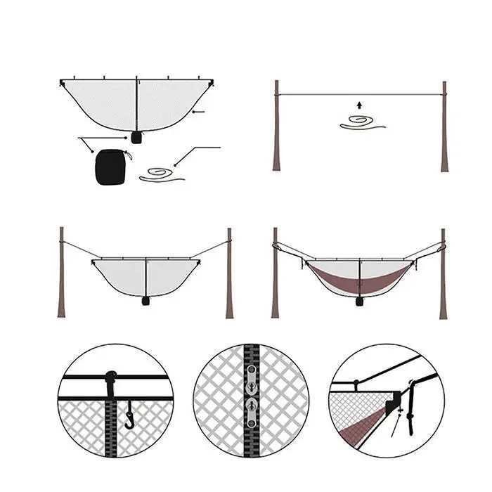 Легкий гамак с москитной сеткой сад Пешие прогулки путешествия всесезонный кемпинг, туризм, кемпинг 6 м веревки палаточный гамак