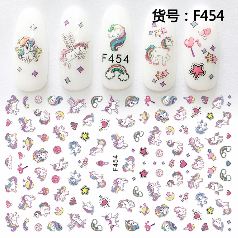

UPRETTEGO SUPER THIN SELF ADHENSIVE 3D NAIL ART NAIL SLIDER STICKER LAVENDER LEAF FLOWER GINKGO UNICORN HORSE CROWN F449-458