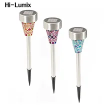 Hi-Lumix 3 шт./лот 3 цвета Мозаика солнечные огни Открытый СВЕТОДИОДНЫЙ садовые фонари Уличные водонепроницаемое заграждение/дорожка границы фонари освещение