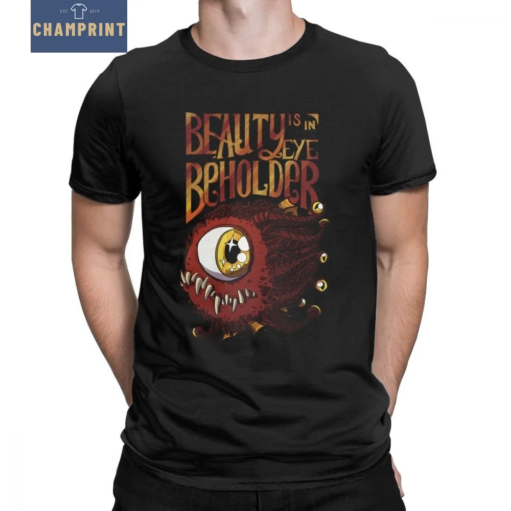 Дешево Подземелья и Драконы Dnd font b Gaming b font мужские футболки красота в глаза Beholder 100% хлопок футболки с круглым вырезом одежда 4X 5X