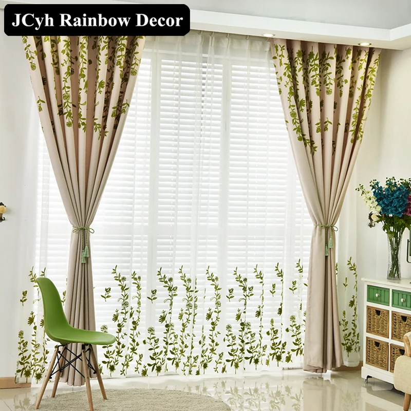 Современная Пастораль плотные шторы для Гостиная вышитые листья шторы и тюль для Спальня вуаль шторы Панель