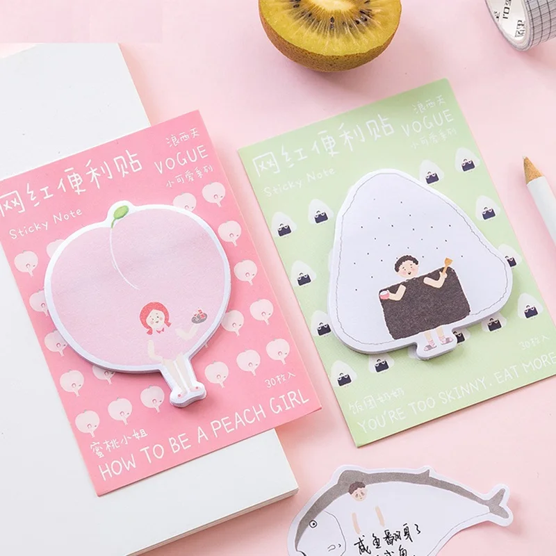 

10 pcs Cute Cartoon sticky note Kawaii strawberry peach memo pad diary planner stickers Office accessories School supplies F370