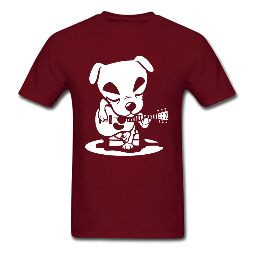 Comics Dog-Guitar-show Custom Short Sleeve Thanksgiving Day Tops Shirt Brand Crew Neck All Cotton Tops Shirt Men's Top T-shirts Dog-Guitar-show maroon