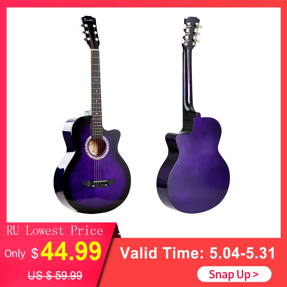 

High Quality 38" Acoustic Guitar 6 Strings Folk Guitar for Beginners Students Gift 4 Colors Optional