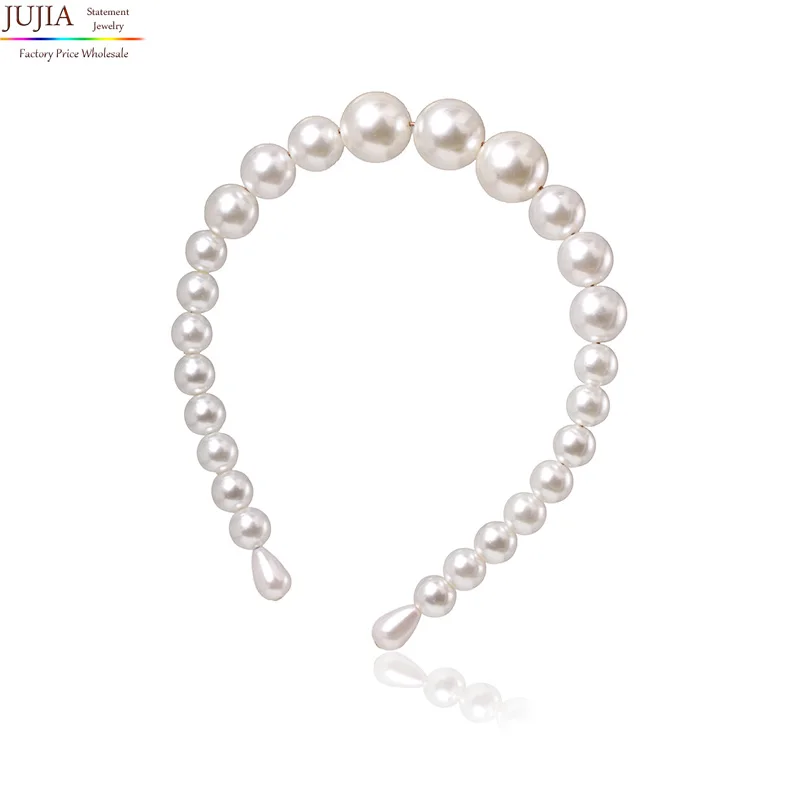 JUJIA лето новая мода большой Искусственный Жемчуг повязки для волос для женщин девушки украшения для волос свадебный подарок