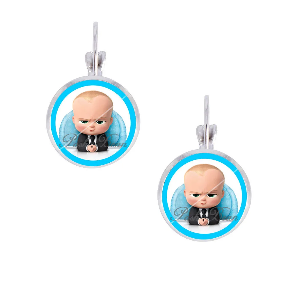 

Dreamworks Boss Baby Glass Cabochon Drop Earrings Cute Dangle Earrings Fashion Birthday Gift for Children Handmade Jewelry