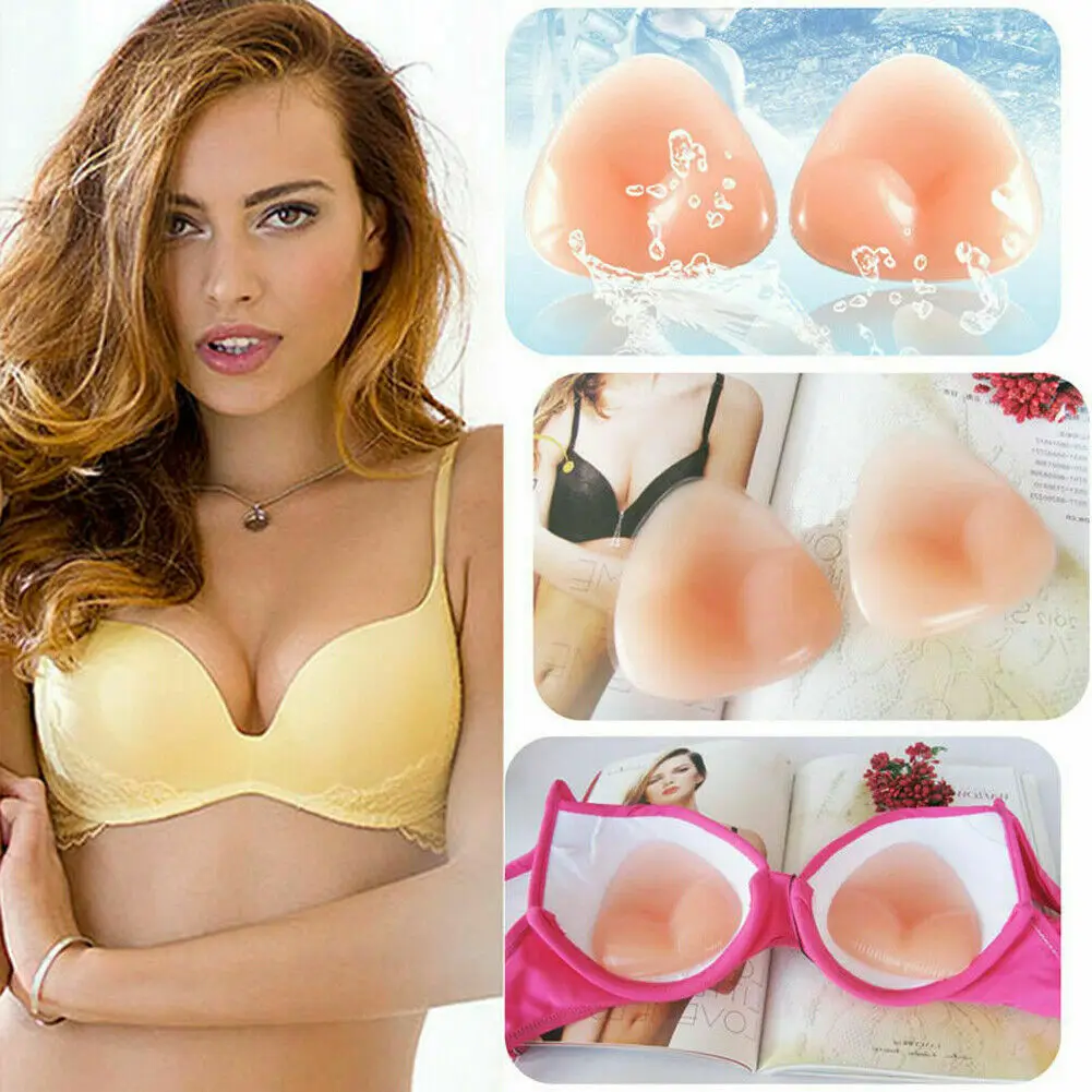 

2019 New Removable Insert Silicone Gel Bra Triangle Pads Enhancer Bikini Swimsuit Push-up Padded Transparent Pink