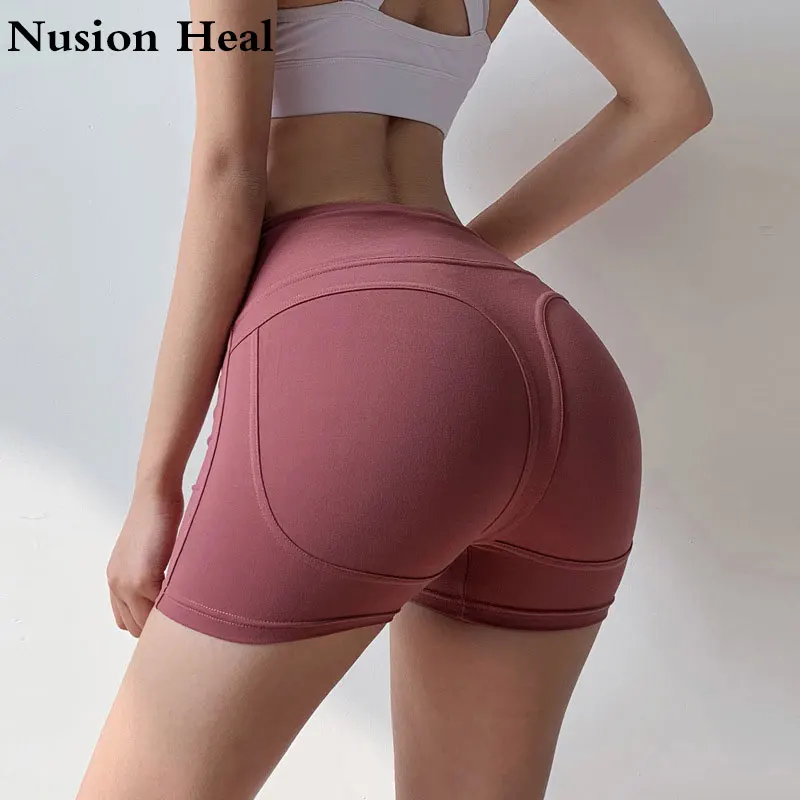 

Fitness Jogger Yoga Shorts Women Mention Hip High Waist Solid Sport Workout Shorts Slim Tummy Control Gym Athletic Running Short