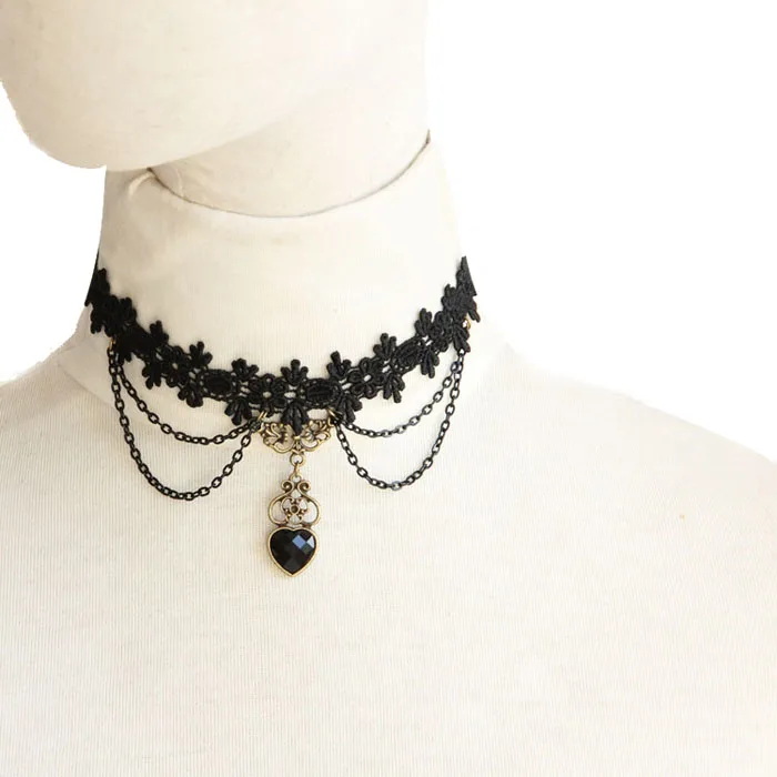 

Gofuly 2017 New Handmade Gothic Retro Vintage Women Lace Collar Choker Necklace Necklaces For Women Lady Gift Cute Fashion Women