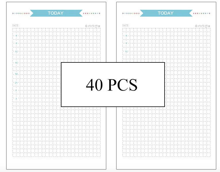 Блокнот с 6 отверстиями, блокнот, бумага, спираль, планировщик, заправка, внутренняя страница, А5, А6, дневник, еженедельно, ежемесячно, планируем сделать список для Filofax - Цвет: Daily Plan 40pcs