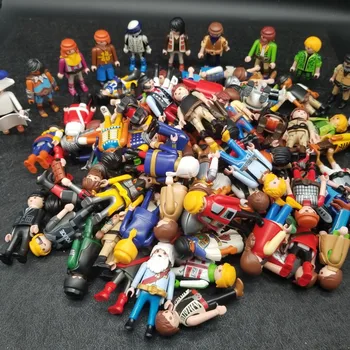 Playmobil-figuras de acción de 7cm para niños, lote de 10 unidades al azar, modelo de colección de muñecos X086