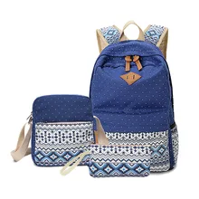 3 pcs vintage school bags for girls kids bag canvas backpack women bagpack children backpacks dot