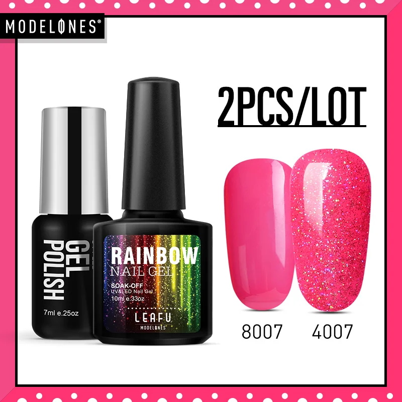 

Modelones 2Pcs/Lot Neon Gel Polish Nail Art Manicure Set DIY Nail Design Glitter UV Gel Nail Polish Kits Semi Permanent Led Gel