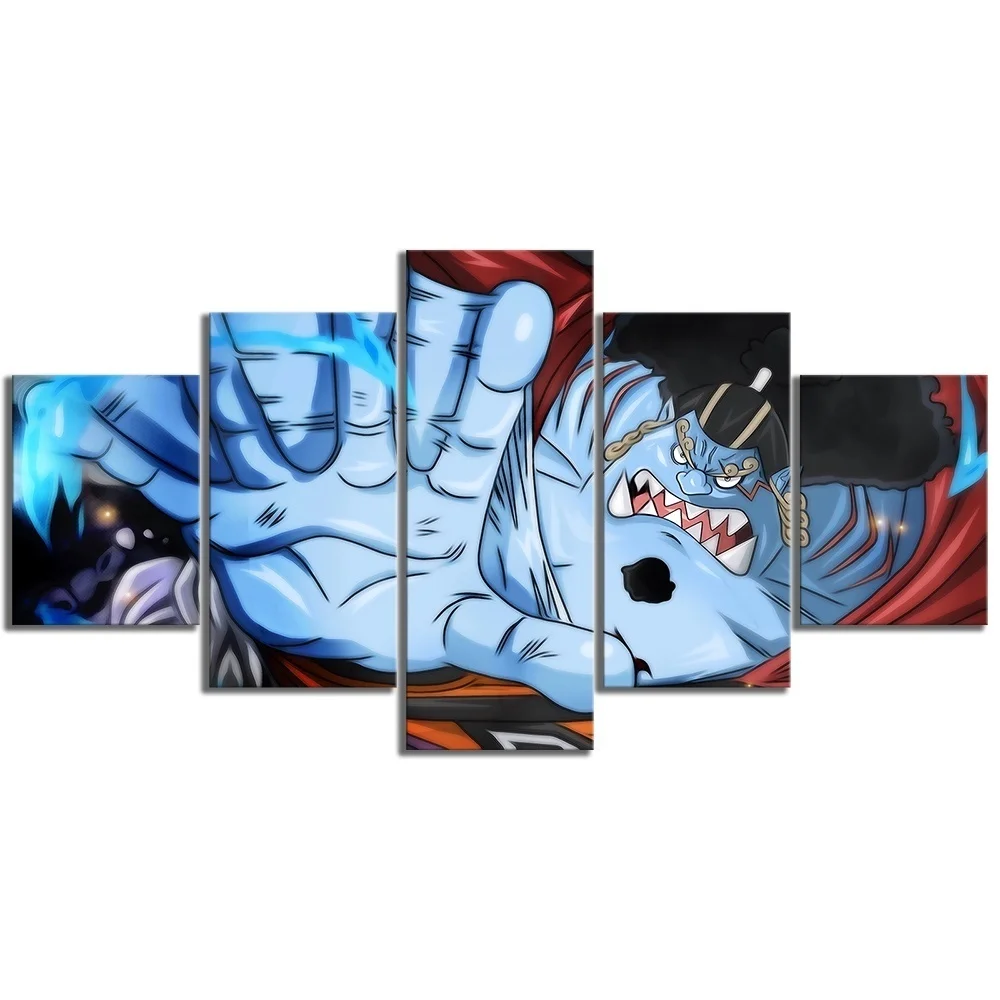 Waliicorners 5 Piece Wall Art Anime Poster Picture One Piece Jinbe Oka Shichibukai Poster Wall Painting Home Modern Decor Canvas 7